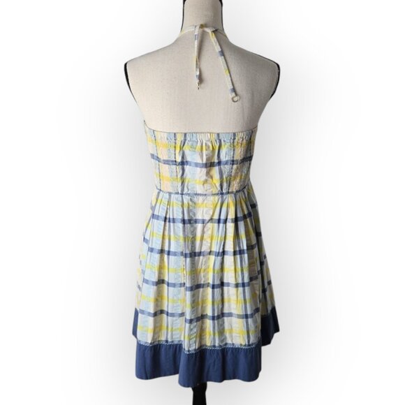 Juicy Couture Yellow and Blue Plaid Mini Halter Dress S - Picture 3 of 9